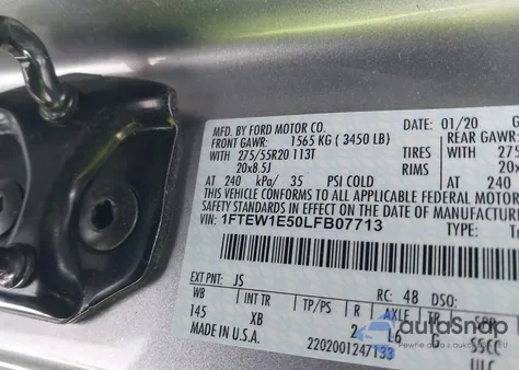 2020 Ford F-150 Xlt z USA, uszkodzony, nr VIN 1FTEW1E50LFB07713